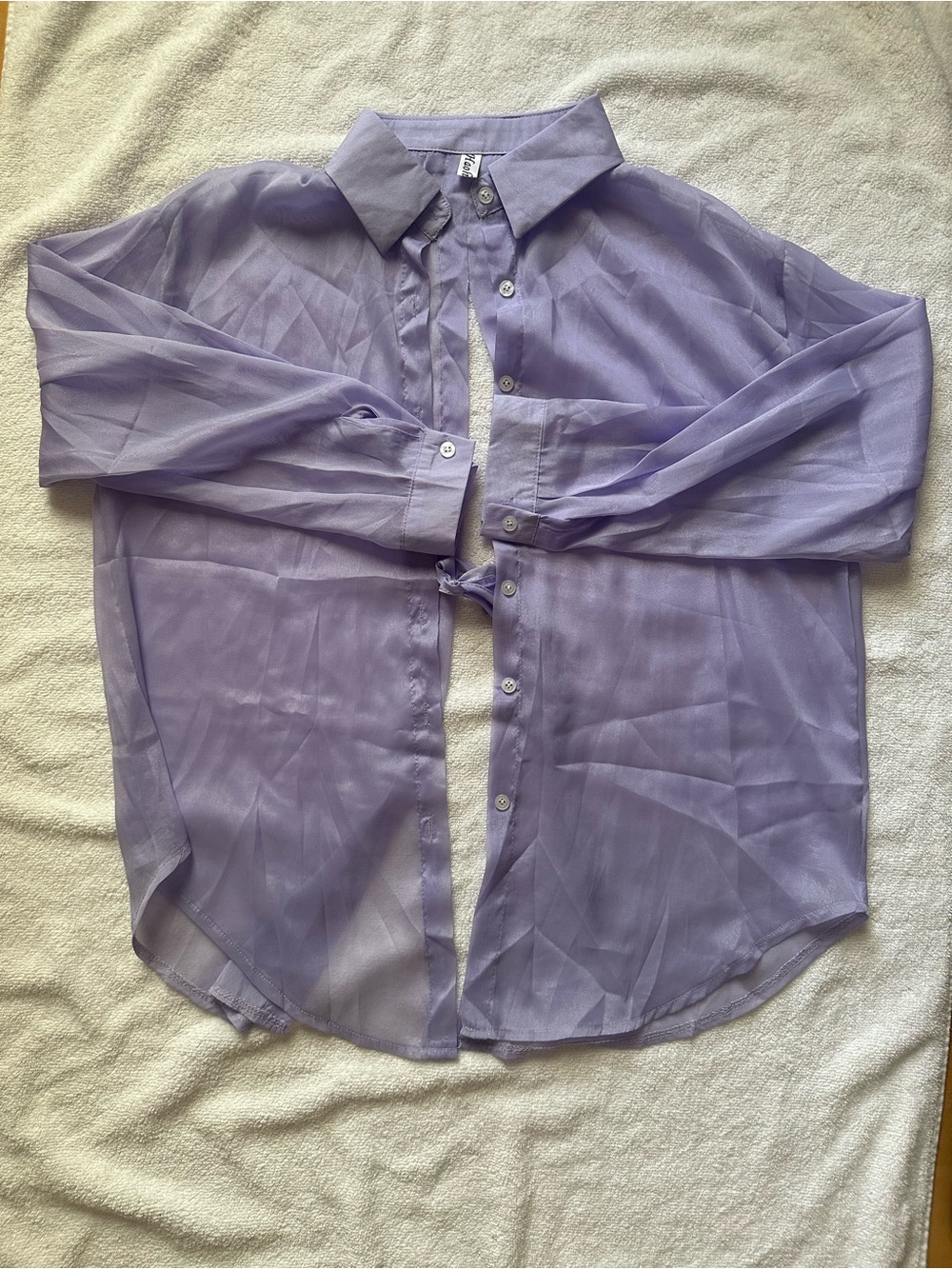 Sheer Lavender Button-Up Shirt